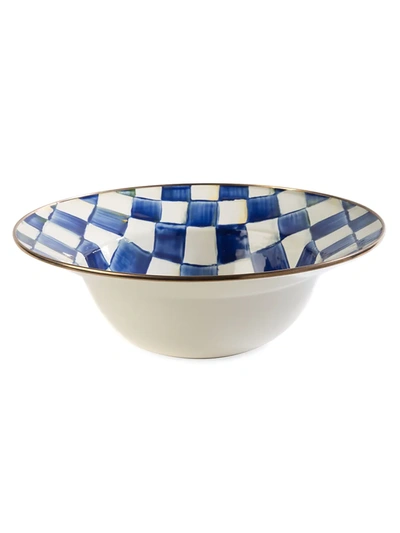 Mackenzie-childs Royal Check Enamel Serving Bowl In Blue