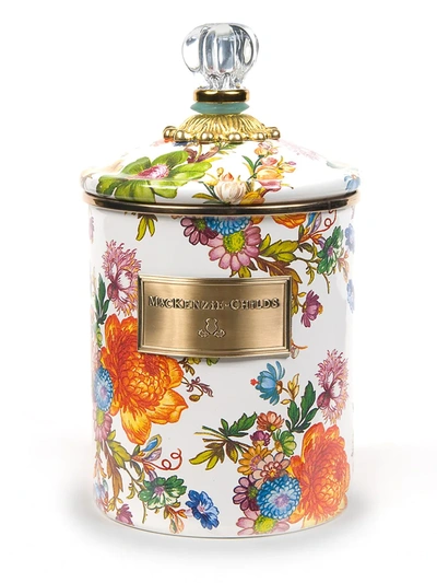 Mackenzie-childs Flower Market Floral-print Enamel Canister 21.6cm In Green