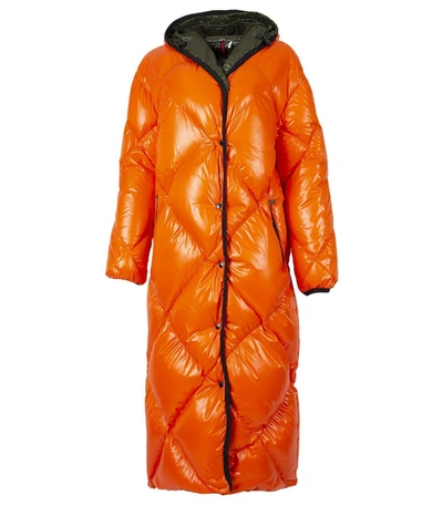 Moncler Long Quilted Puffer Coat Orange