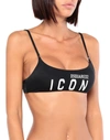 Dsquared2 Icon Print Bikini Top In Black