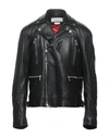 Alexander Mcqueen Grained Lamb Leather Biker Jacket In Black