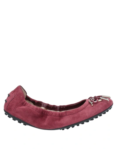 Tod's Ballet Flats In Red