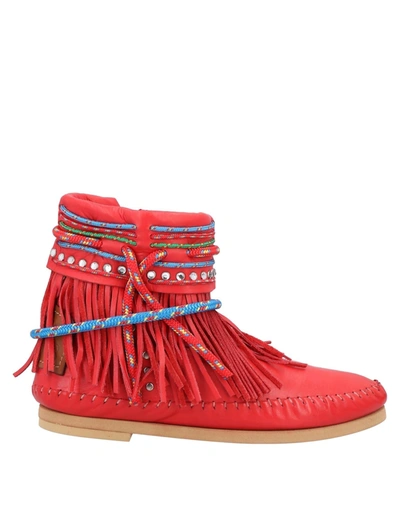Sarah Summer Ankle Boots In Red