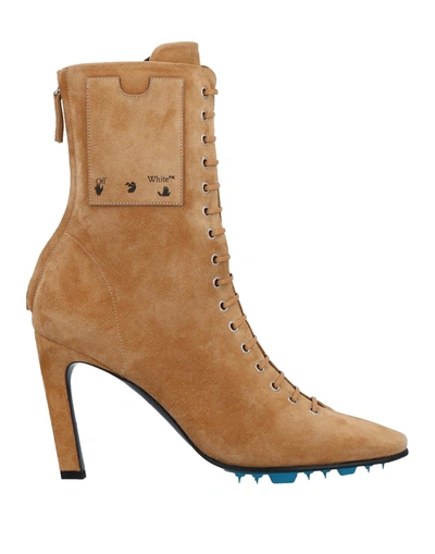 Off-white Woman Ankle Boots Camel Size 5 Soft Leather In Beige