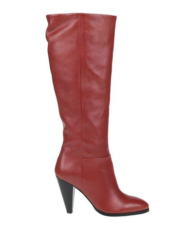 Paola Ferri Knee Boots In Red