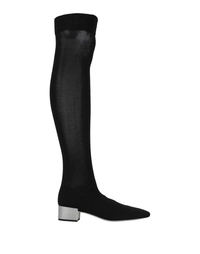René Caovilla Knee Boots In Black