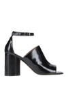 Maison Margiela Tabi Leather Sandals Shoes In Black