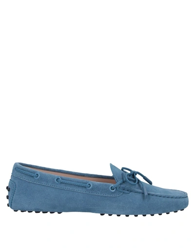 TOD'S TOD'S WOMAN LOAFERS SKY BLUE SIZE 4.5 SOFT LEATHER,11749938DP 2