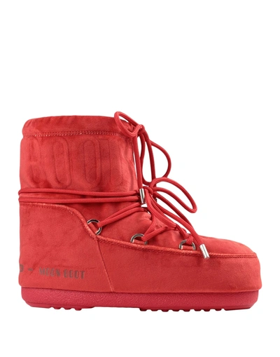 Moon Boot Ankle Boots In Red
