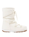 Moon Boot Mid Rubber Wp Woman Ankle Boots Ivory Size 9.5 Textile Fibers In White