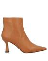 Lola Cruz High Heels Ankle Boots In Powder Leather In Apricot