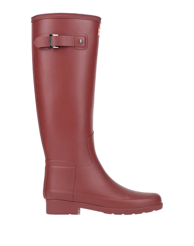 Hunter Knee Boots In Red