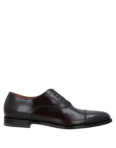 SANTONI SANTONI MAN LACE-UP SHOES DARK BROWN SIZE 7 LEATHER,17082683DQ 10