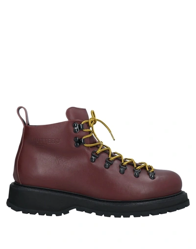 Buttero Ankle Boots In Maroon