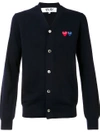 Comme Des Garçons Play 'double Heart' Cardigan In Blue