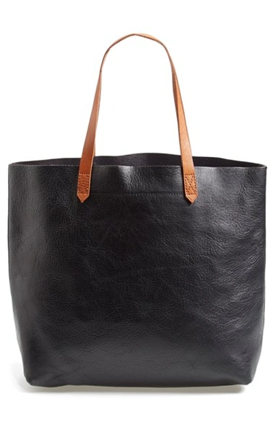Madewell Small Transport Leather Crossbody Tote In True Black