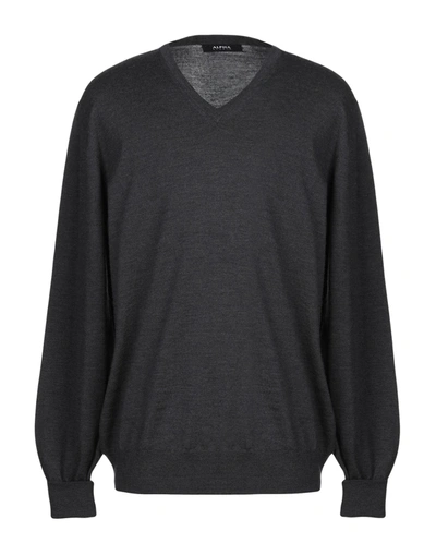 Alpha Studio Sweaters In Grey