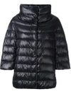 Herno Black Down Three-quarter Cocoon Jacket