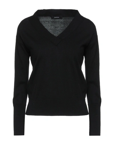 Alpha Studio Sweaters In Black