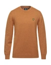 Lyle & Scott Crew Neck Lambswool Blend Jumper - Anniversary Gold Marl In Ocher