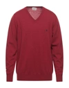 Brooksfield Sweaters In Brick Red