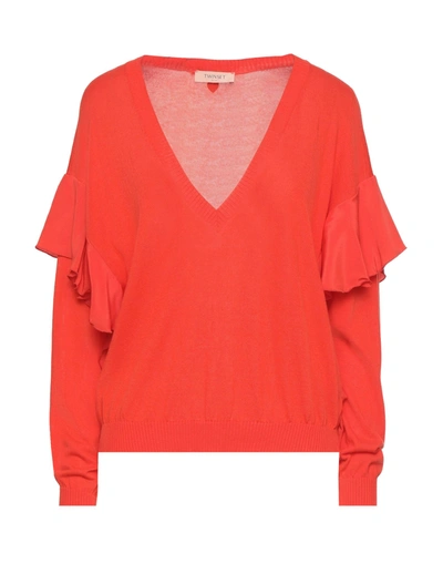 Twinset Sweaters In Tomato Red