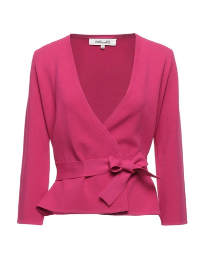 Diane Von Furstenberg Adrielle Merino Wool Wrap Cardigan In Fuchsia