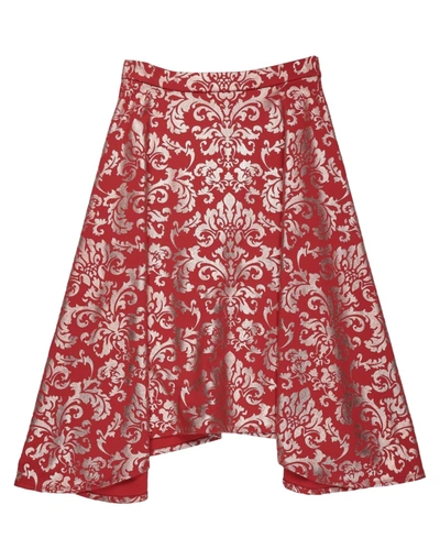 White Midi Skirts In Brick Red