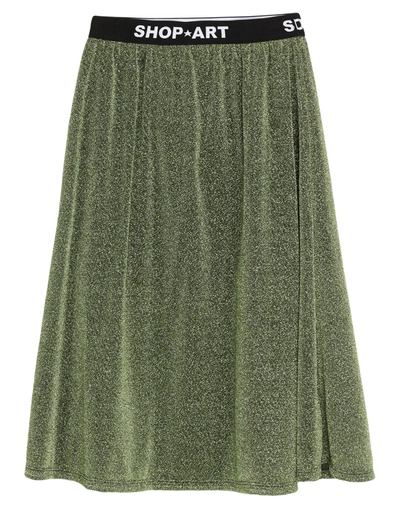 Shop ★ Art Woman Midi Skirt Green Size M Polyamide, Metallic Fiber