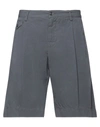 Dolce & Gabbana Man Shorts & Bermuda Shorts Grey Size 28 Cotton, Cow Leather In Grey