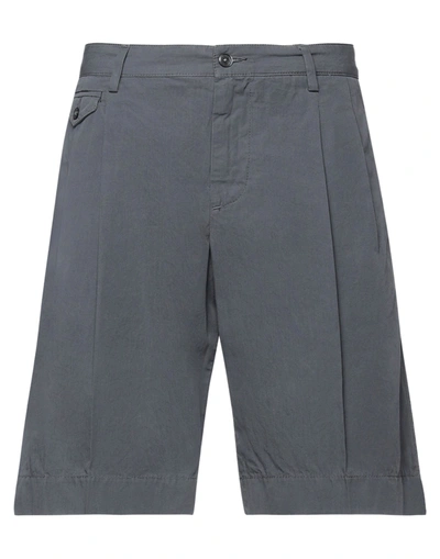 Dolce & Gabbana Man Shorts & Bermuda Shorts Grey Size 28 Cotton, Bovine Leather