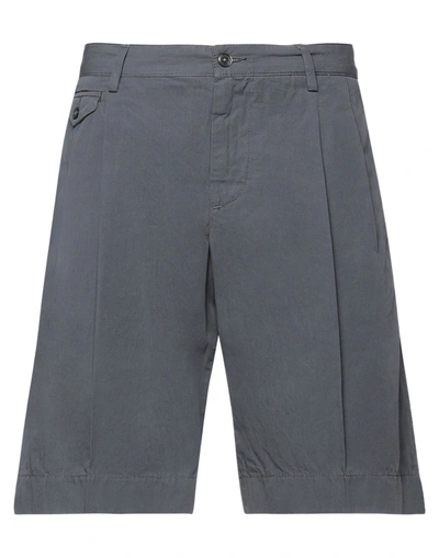 Dolce & Gabbana Man Shorts & Bermuda Shorts Grey Size 28 Cotton, Cow Leather