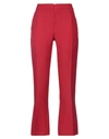 Valentino Cropped Virgin Wool Trousers In Red