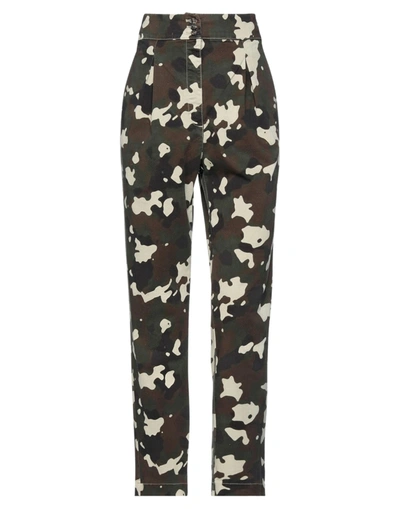 Pinko Woman Pants Military Green Size 4 Cotton, Elastane