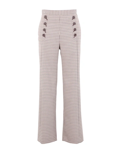 See By Chloé Button-embellished Checked Woven Wide-leg Pants In Beige