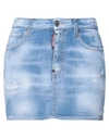 DSQUARED2 DSQUARED2 WOMAN DENIM SKIRT BLUE SIZE 6 COTTON, ELASTANE, BOVINE LEATHER,13621576WL 10