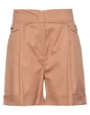 Twenty Easy By Kaos Woman Shorts & Bermuda Shorts Camel Size 10 Cotton In Beige