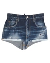 Dsquared2 Woman Denim Shorts Blue Size 2 Cotton, Elastane, Silicone In Blue