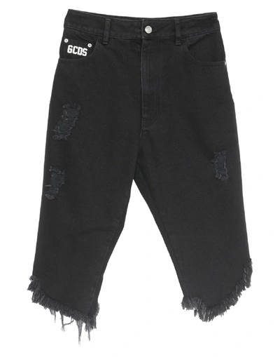 Gcds Denim Shorts In Black