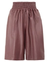 8 By Yoox Leather Pull-on Bermuda Woman Shorts & Bermuda Shorts Burgundy Size 8 Lambskin In Red