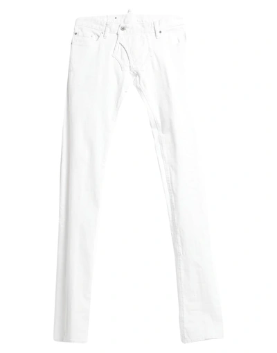 Dsquared2 White Bull Skater White Jeans In Silver