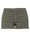 Dondup Woman Shorts & Bermuda Shorts Military Green Size 28 Cotton, Elastomultiester, Elastane