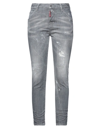 DSQUARED2 DSQUARED2 WOMAN JEANS GREY SIZE 2 COTTON, ELASTANE, PVC - POLYVINYL CHLORIDE,13627855MS 1