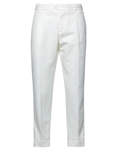 Pt Torino Man Pants White Size 34 Cotton, Linen