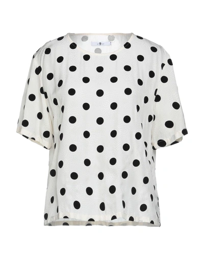 7 For All Mankind Flocked Satin-jacquard Top In Ivory