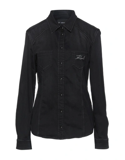 Karl Lagerfeld Denim Shirts In Black