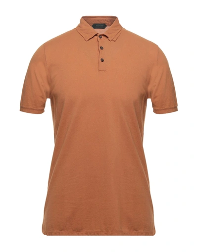Zanone Polo Shirts In Camel