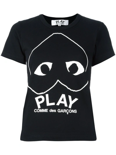 Comme Des Garçons Play Upside Down Logo Print T-shirt In Black