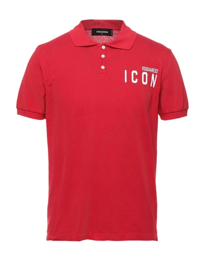 Dsquared2 Polo Shirts In Tomato Red