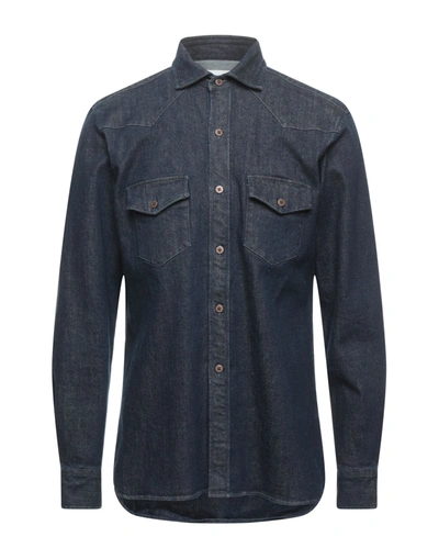 Bagutta Denim Shirts In Blue